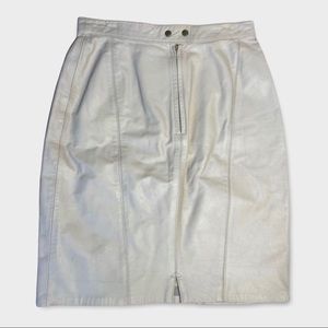 Vintage CEDARS Leather Pencil Skirt Beige Sz Small